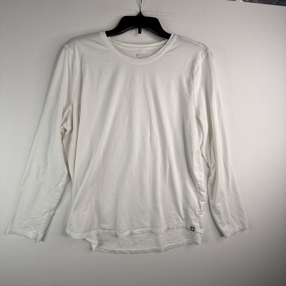 Figs Pima Cotton Blend Long Sleeve Women's T-shirt Scrubs Super Soft White XXL